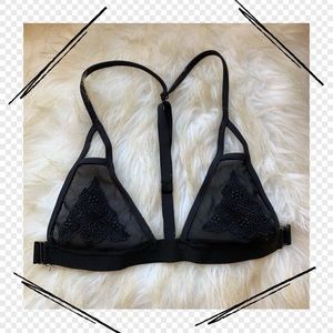 Triangle Racerback Bikini Top with Mesh Detail